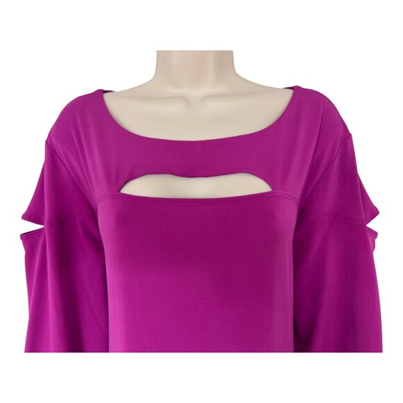 Size 3X 22 24 MAGENTA BERRY CUTOUT ASYMMETRICAL HEM DRESS Night Out PLUS SIZE - Picture 2 of 5